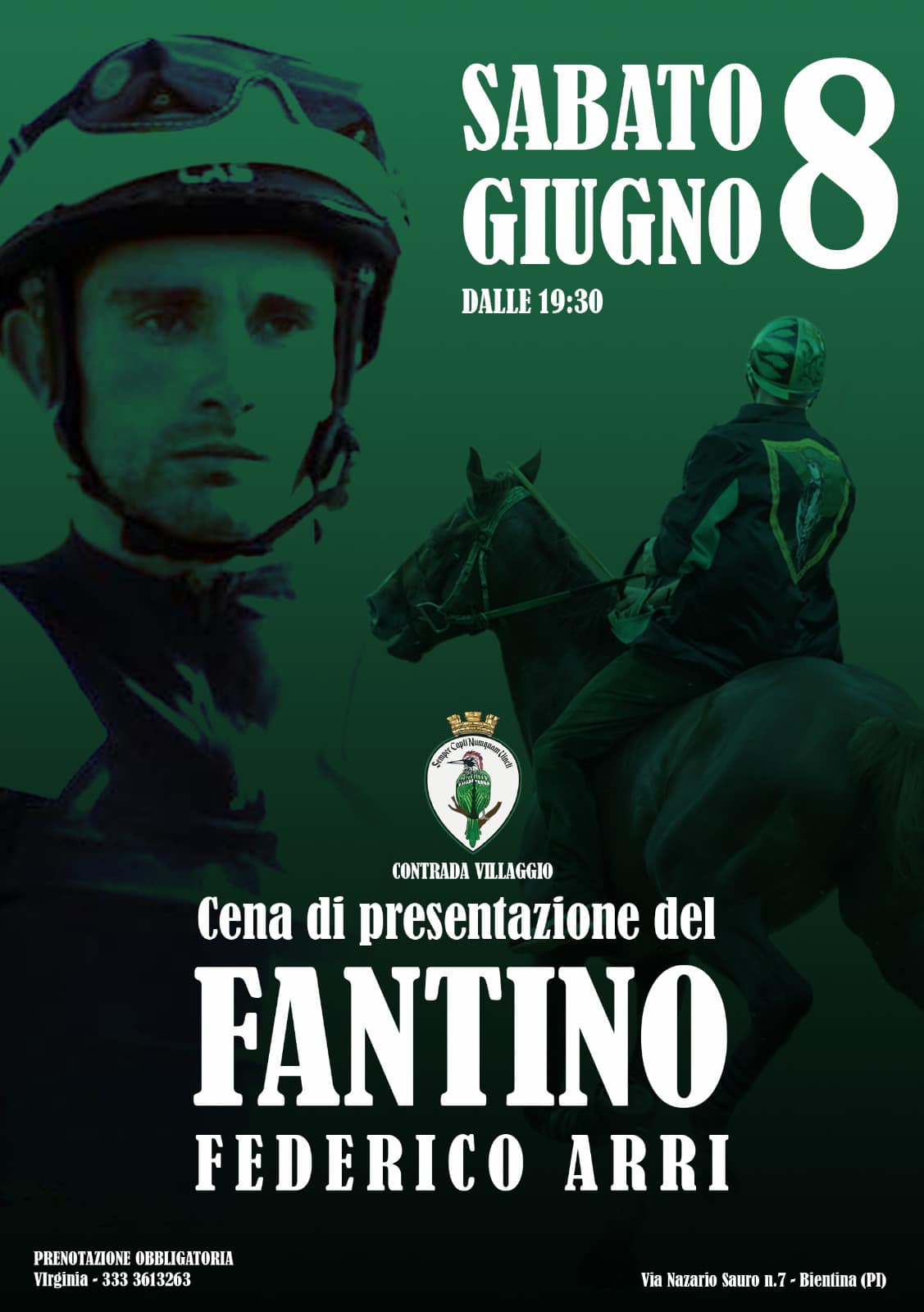 Bientina: sabato 8 giugno la presentazione di Federico Arri