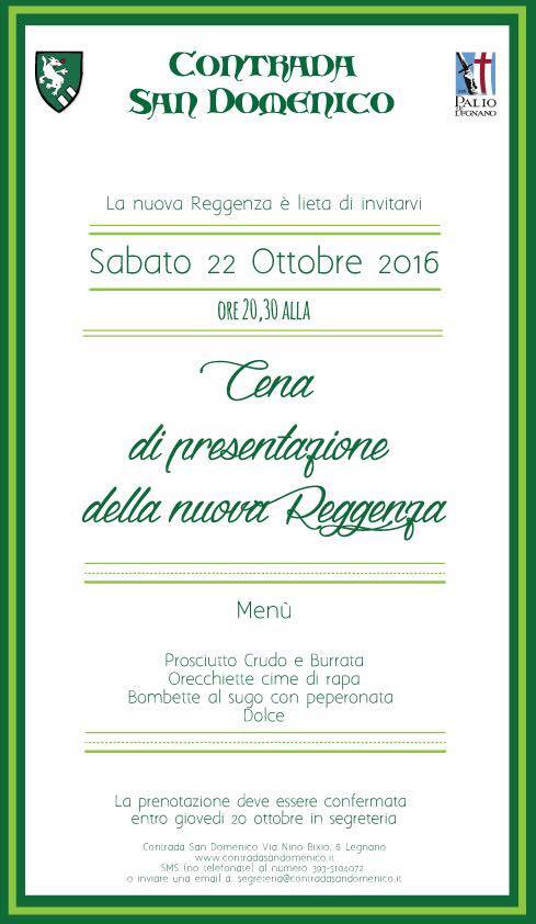 Cena di presentazione della nuova Reggenza della Contrada San Domenico