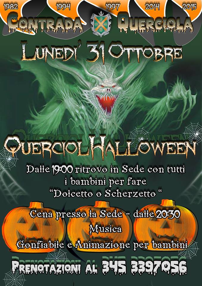 Fucecchio: questa sera Festa di Halloween nella Contrada Querciola