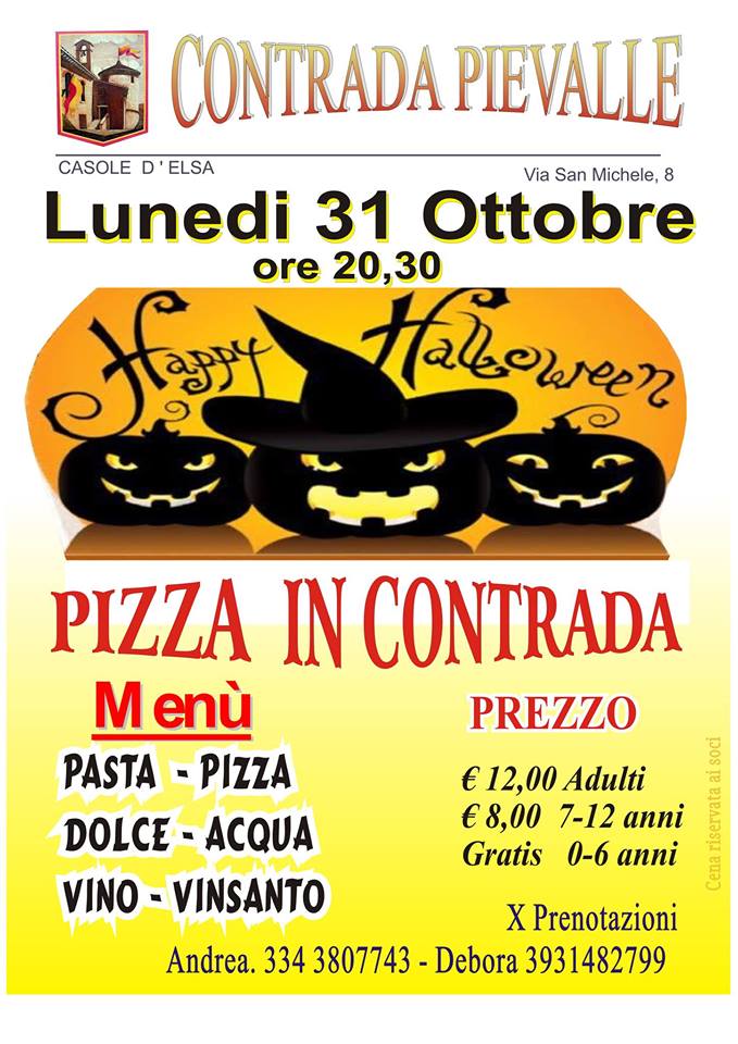 Casole d'Elsa: questa sera pizza nella Contrada Pievalle