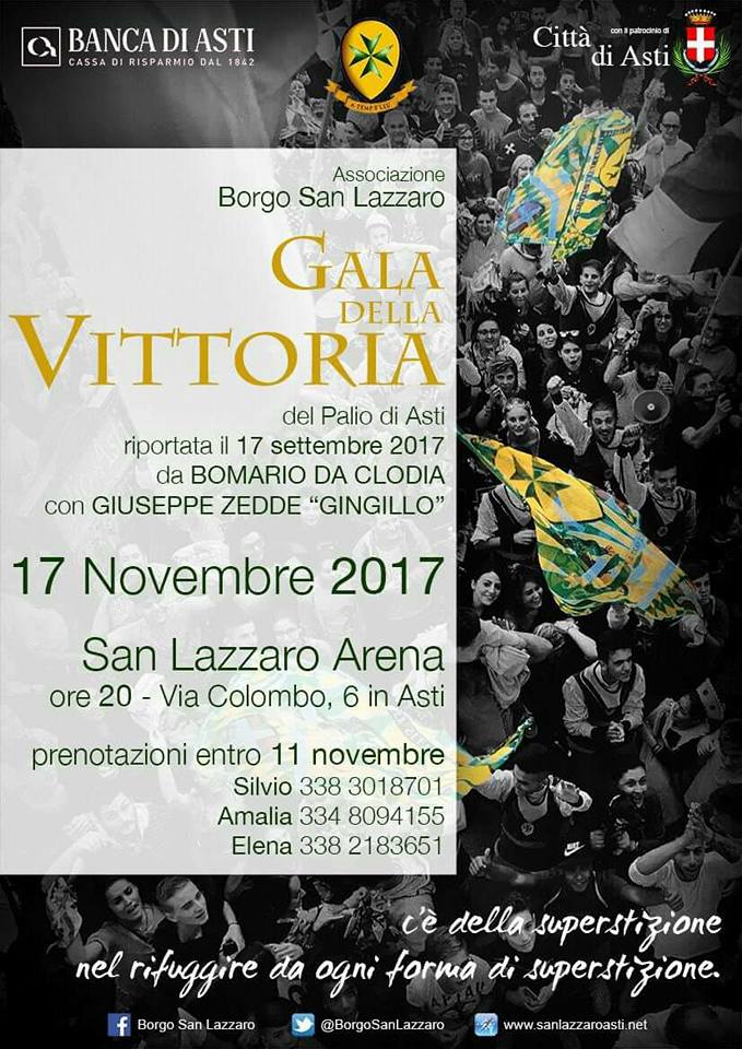 Asti: questa sera il Gala della Vittoria del Borgo San Lazzaro