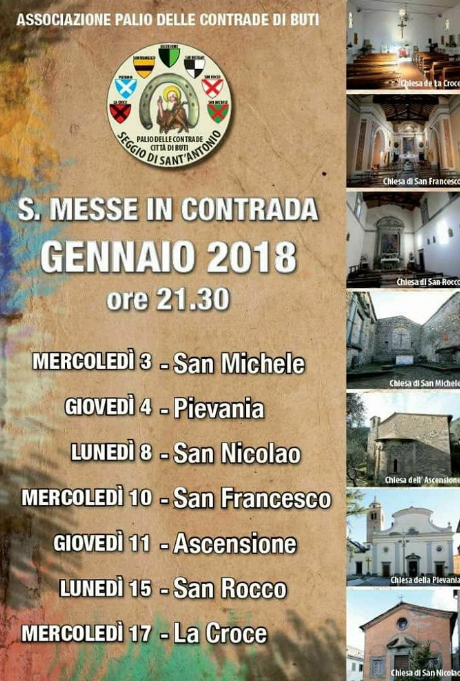Buti: questa sera si inizia con le S. Messe in Contrada