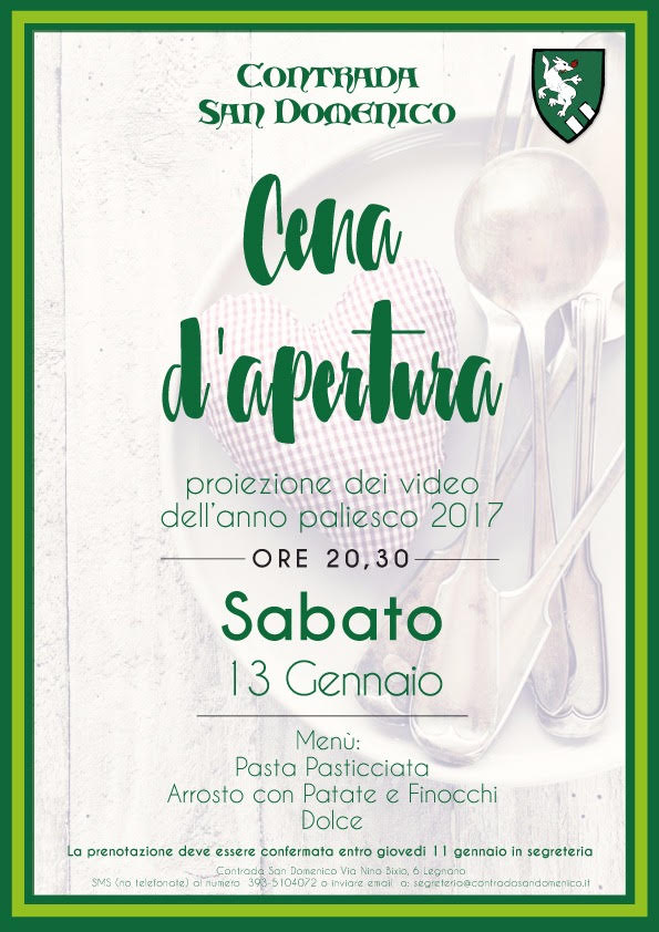 Contrada San Domenico: questa sera la Cena di Apertura
