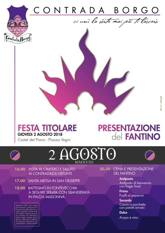 Castel del Piano: il 2 agosto la Contrada Borgo presenta il fantino