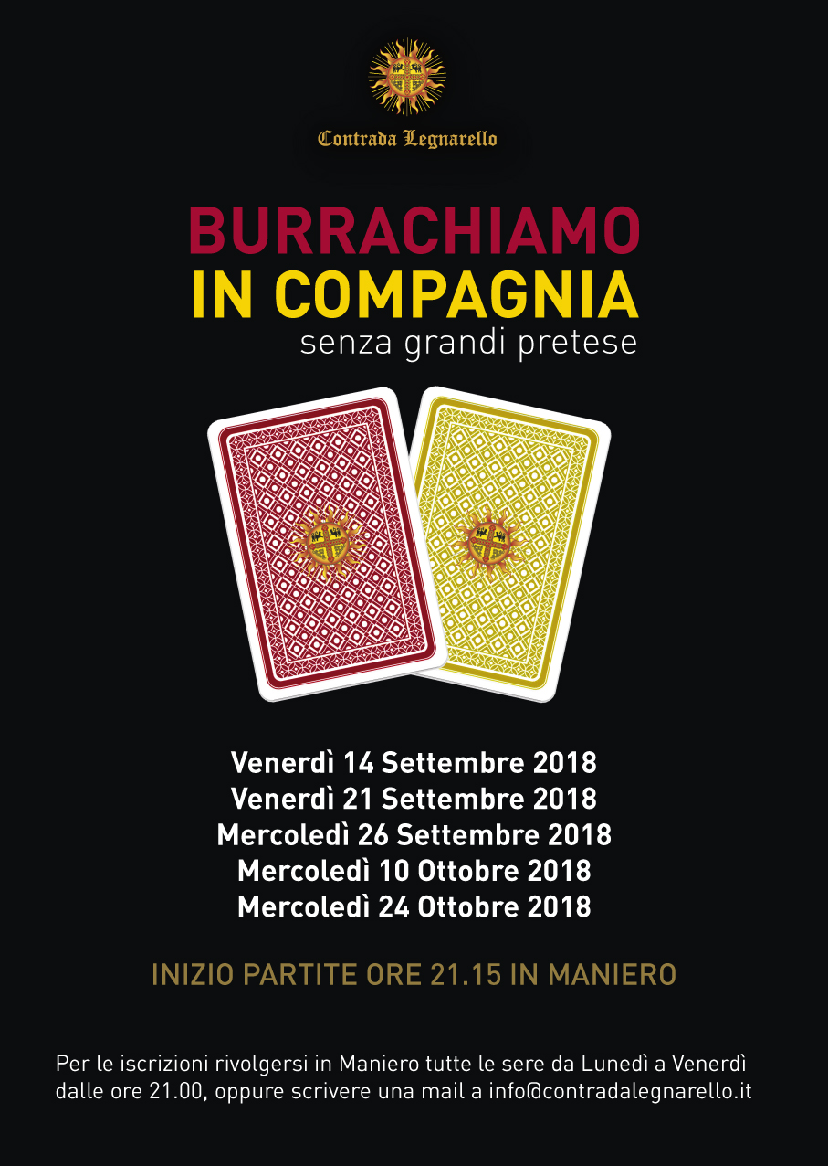 Contrada Legnarello: tornano le serate di burraco in Maniero