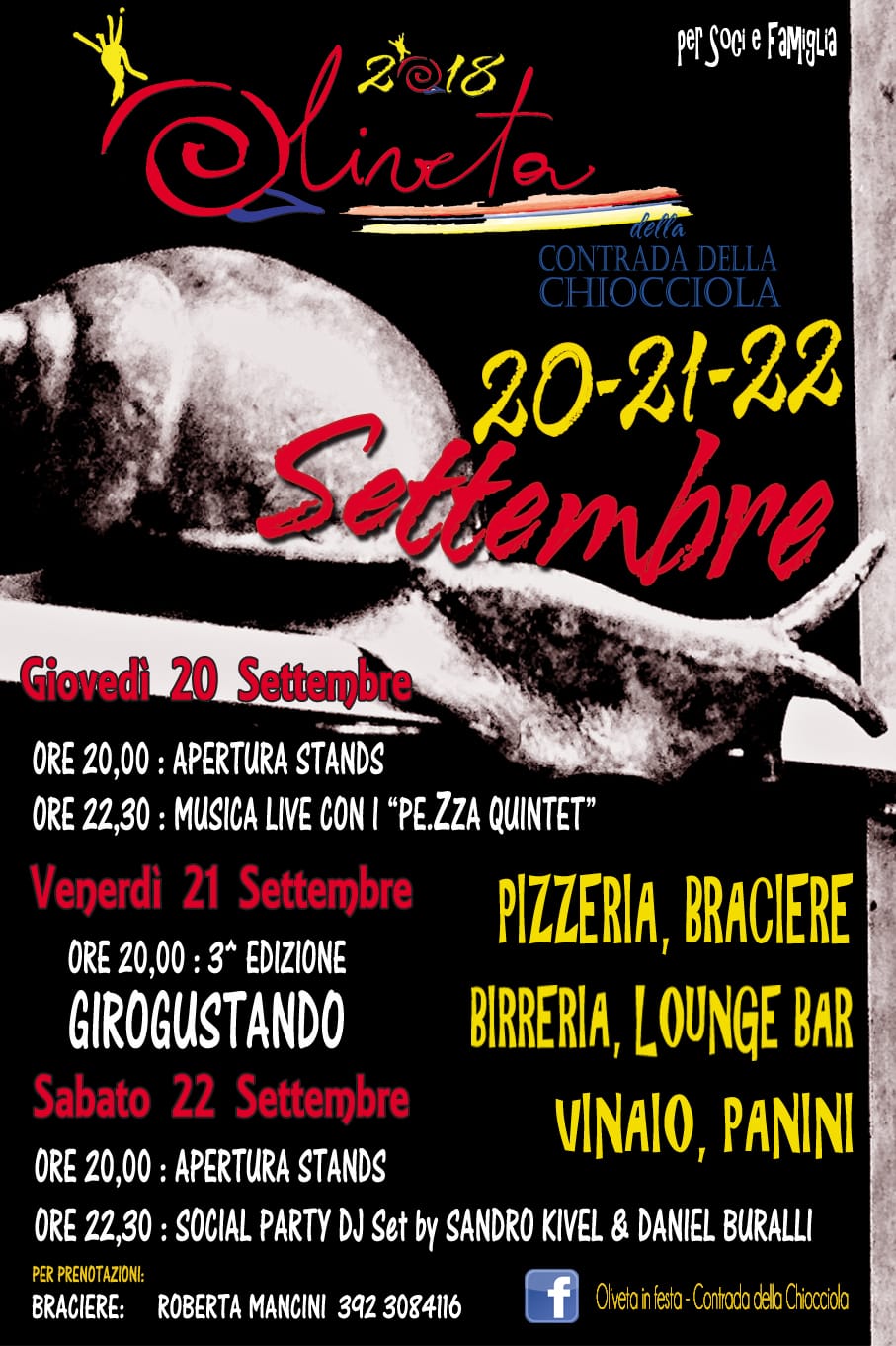 Chiocciola: da ieri al via le serate all'Oliveta