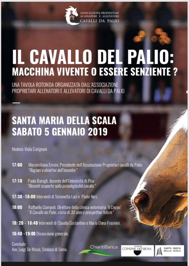 Questo pomeriggio ci sarà una tavola rotonda sul cavallo da Palio