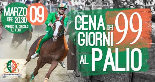 Sabato la cena dei 99 giorni al Palio del Terziere Porta Fiorentina