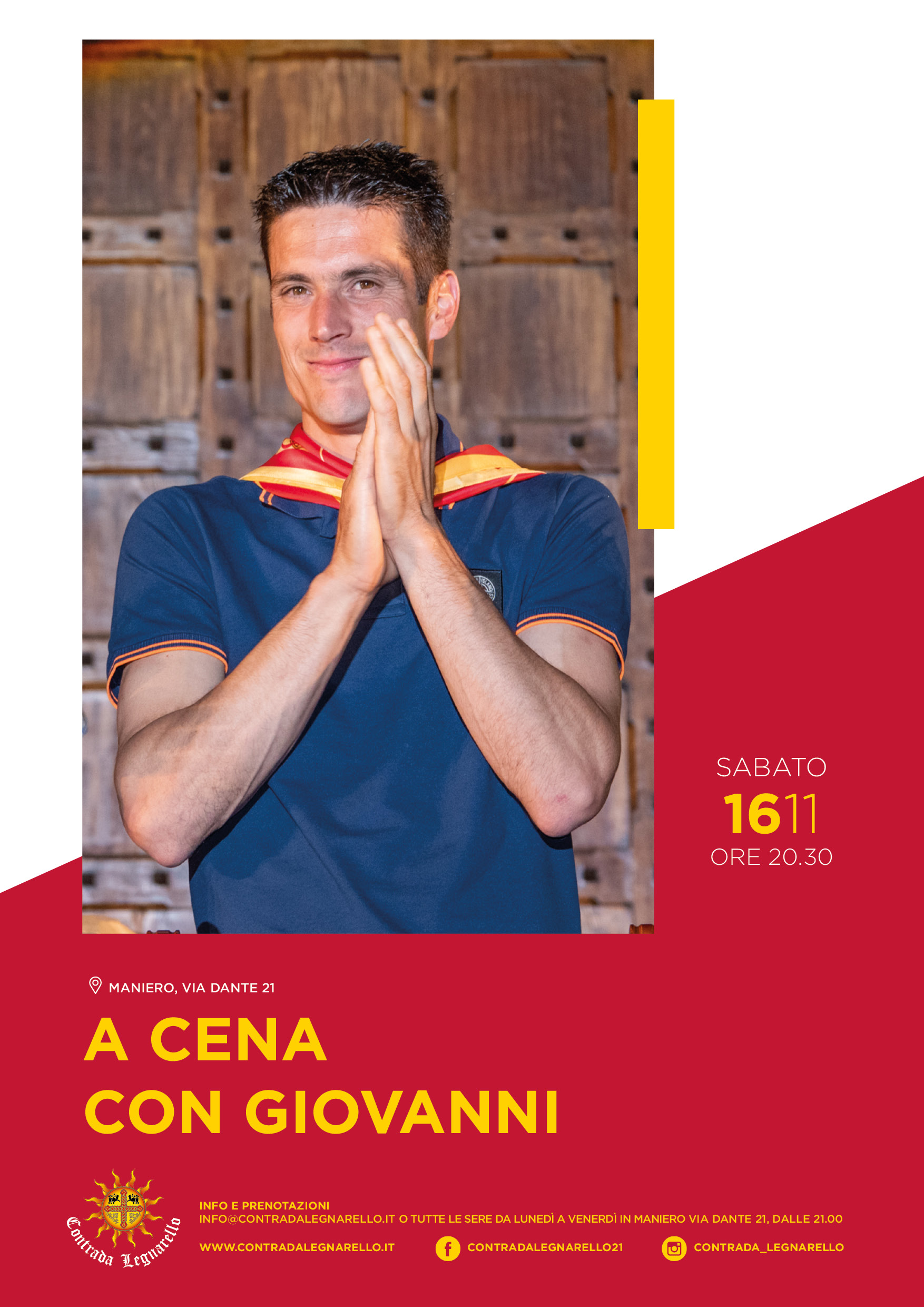 Contrada Legnarello: il 16 novembre cena con Giovanni Atzeni