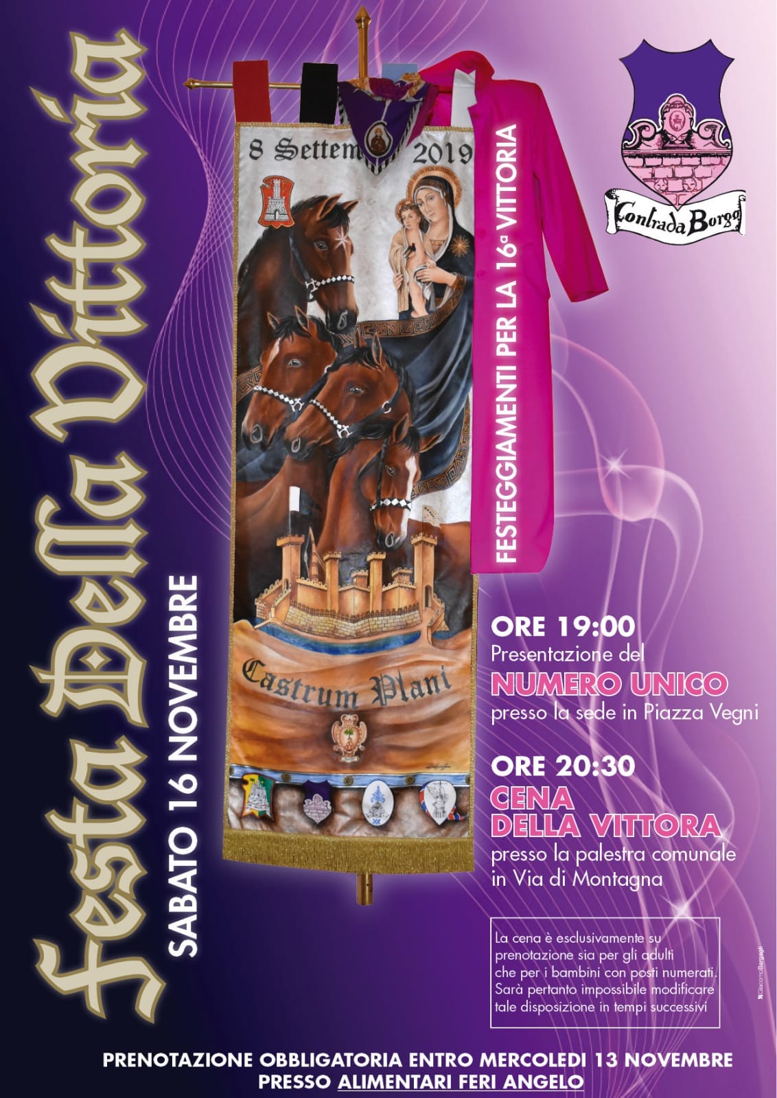 Contrada Borgo: questa sera la Festa della Vittoria