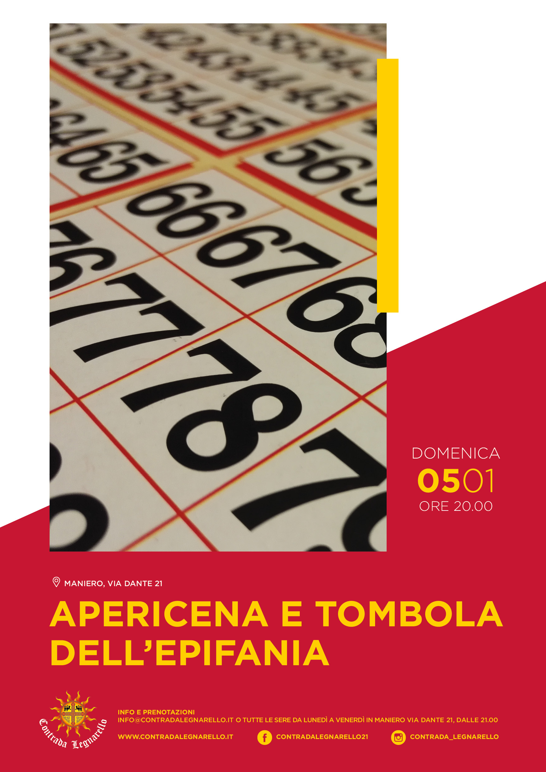 Contrada Legnarello: domenica Apericena e Tombola dell'Epifania