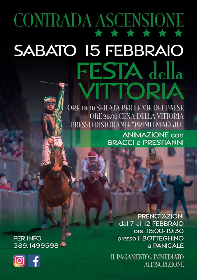 Il 15 febbraio la Festa della Vittoria della Contrada Ascensione