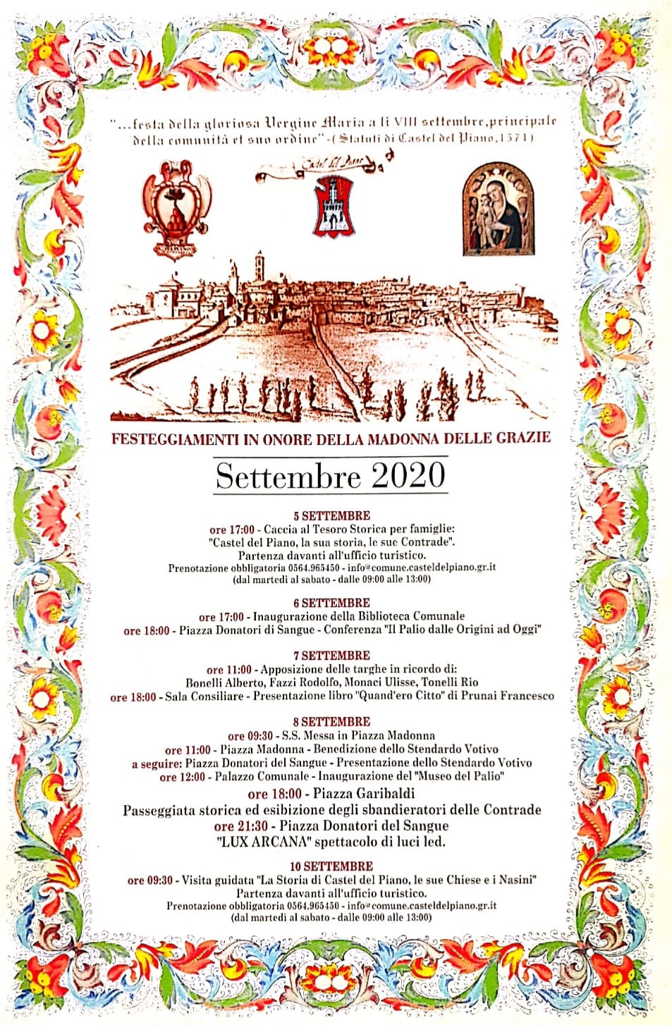 Castel del Piano: il programma dei Festeggiamenti in onore della Madonna delle Grazie