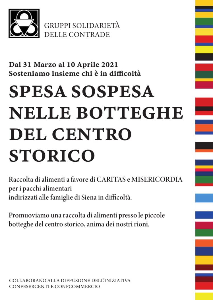 Oggi al via la spesa sospesa a favore di Caritas e Misericordia Senese