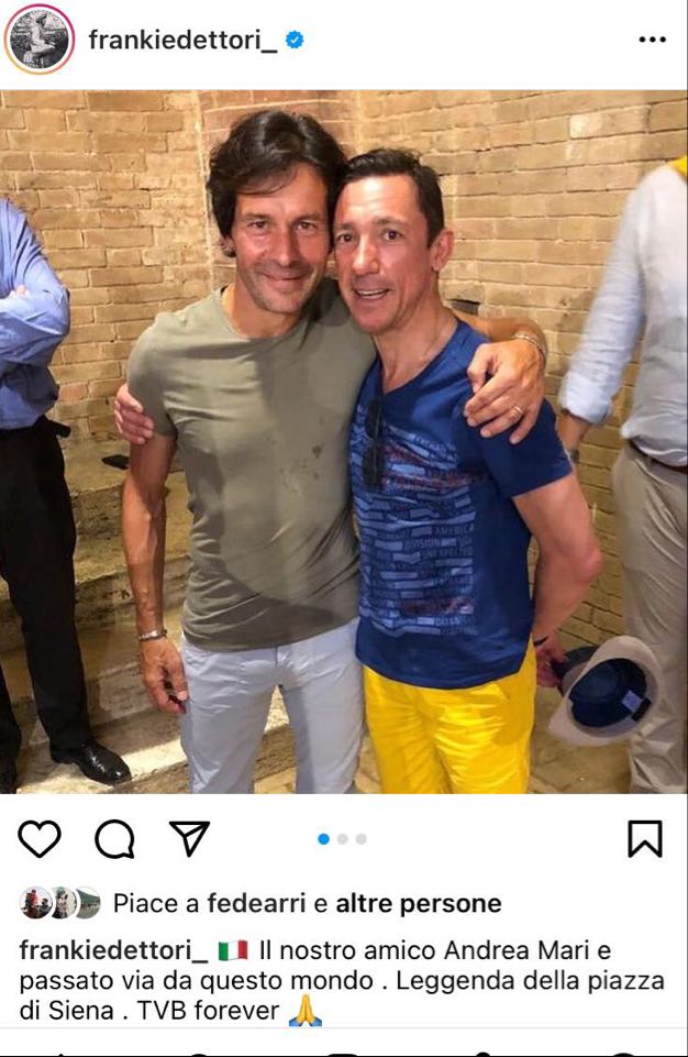 Frankie Dettori ha ricordato Andrea Mari sui social