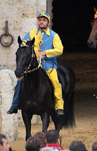 Giosuè Carboni sta montando i cavalli di Girolamo