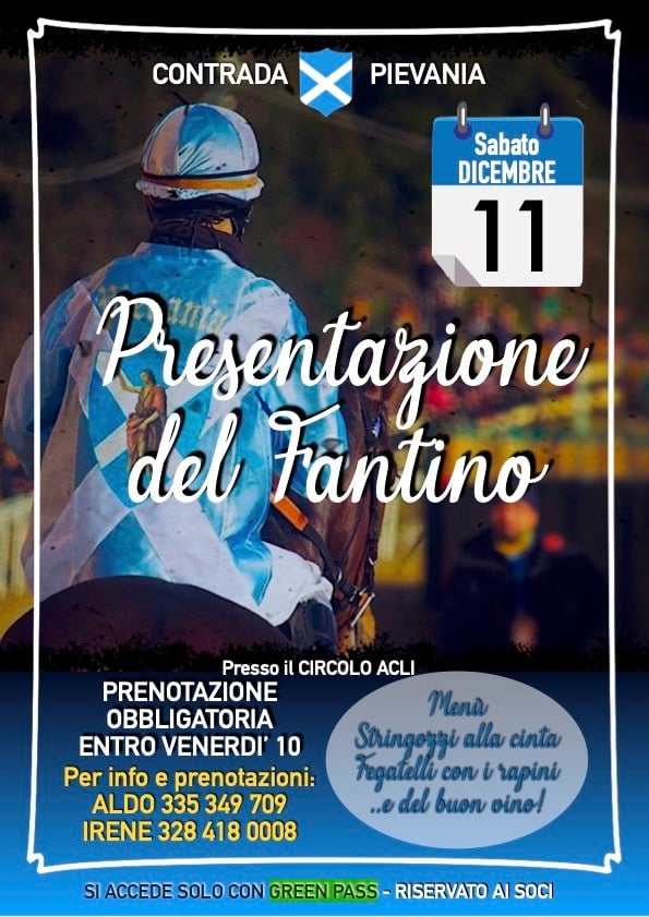 Buti: sabato la Contrada Pievania presenta il fantino