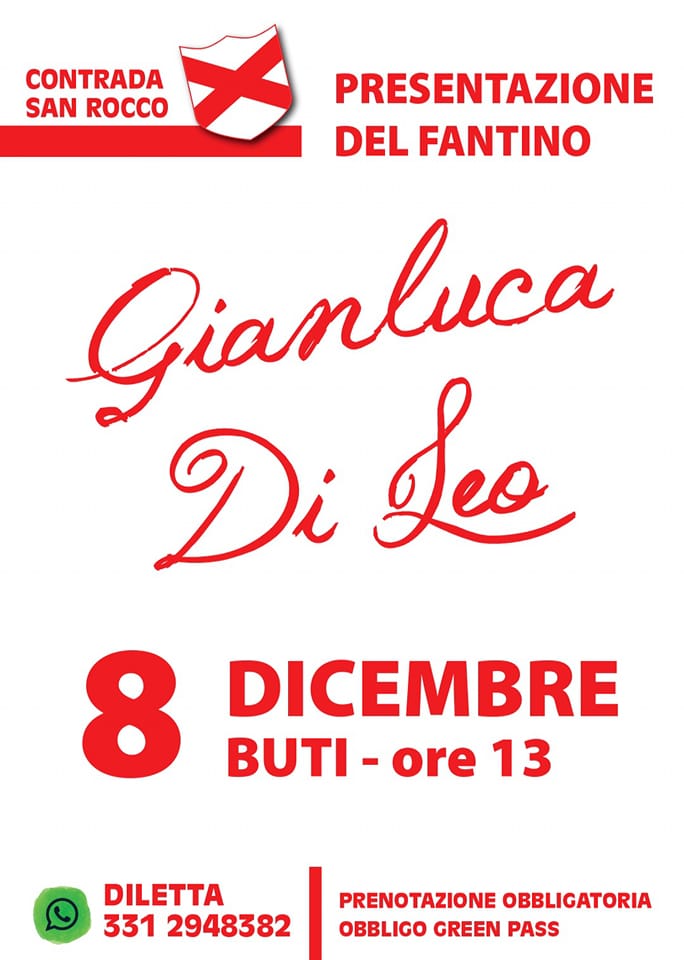 Buti: domani la contrada San Rocco presenta Gianluca Di Leo